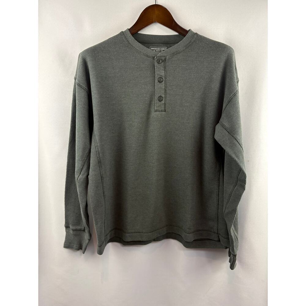 Men’s American Eagle Medium Charcoal Gray Long Sleeve Henley